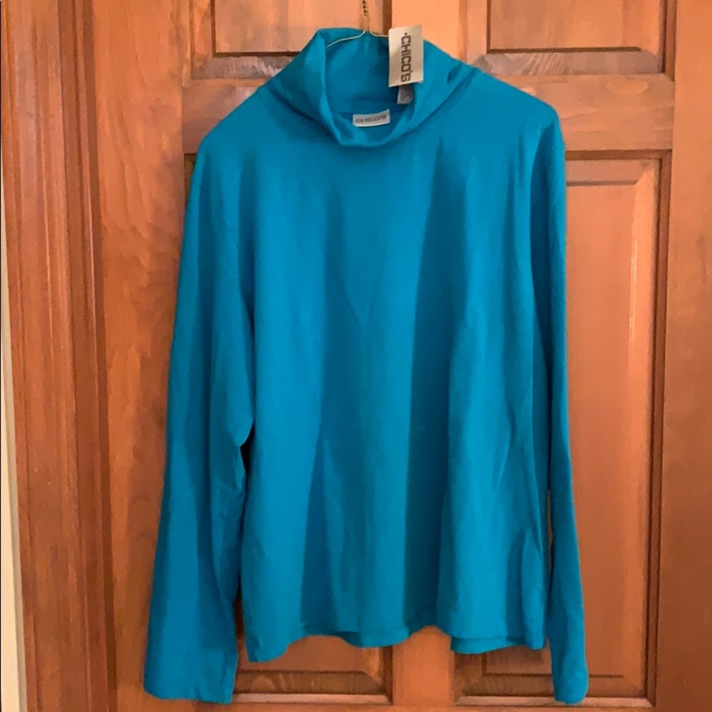 Chico’s Teal Turtle neck LS top. Teal. Size 3 -  3/20